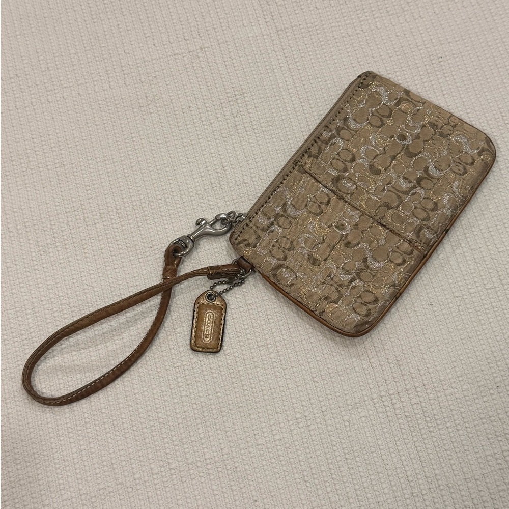 Coach Multicolor Scribble Signature Wristlet Pouch Y2K Canvas Silver Trim